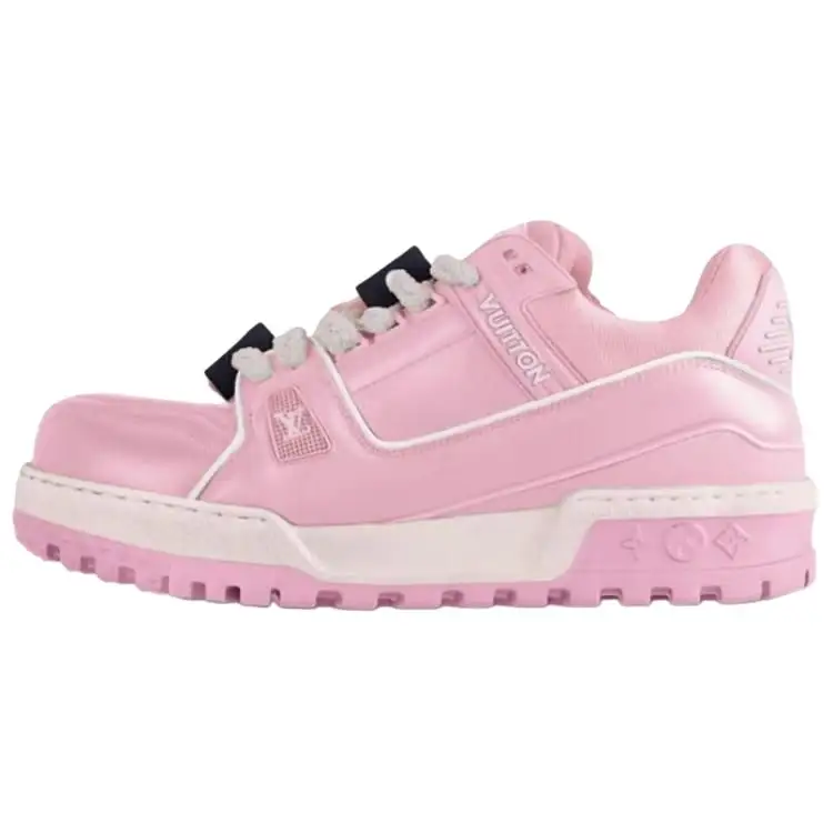 LOUIS VUITTON Trainer Maxi LOVE Component Logo Cow Leather Low top Skateboard Shoes Men's Pink