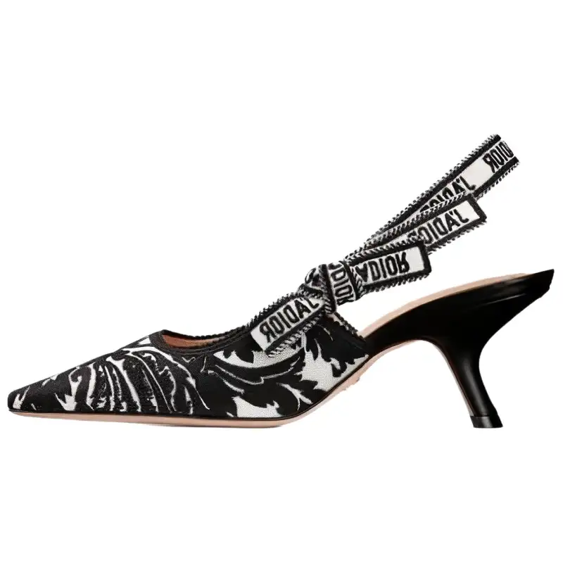 DIOR J'Adior Embroidery Irregular Heel High Heels Women's Black