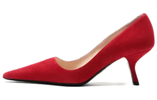 PRADA Suede Slim Heel High Heels Women's Red