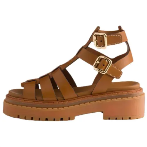 PRADA Sandali Leather Roman Sandals 5.5cm Women's Brown