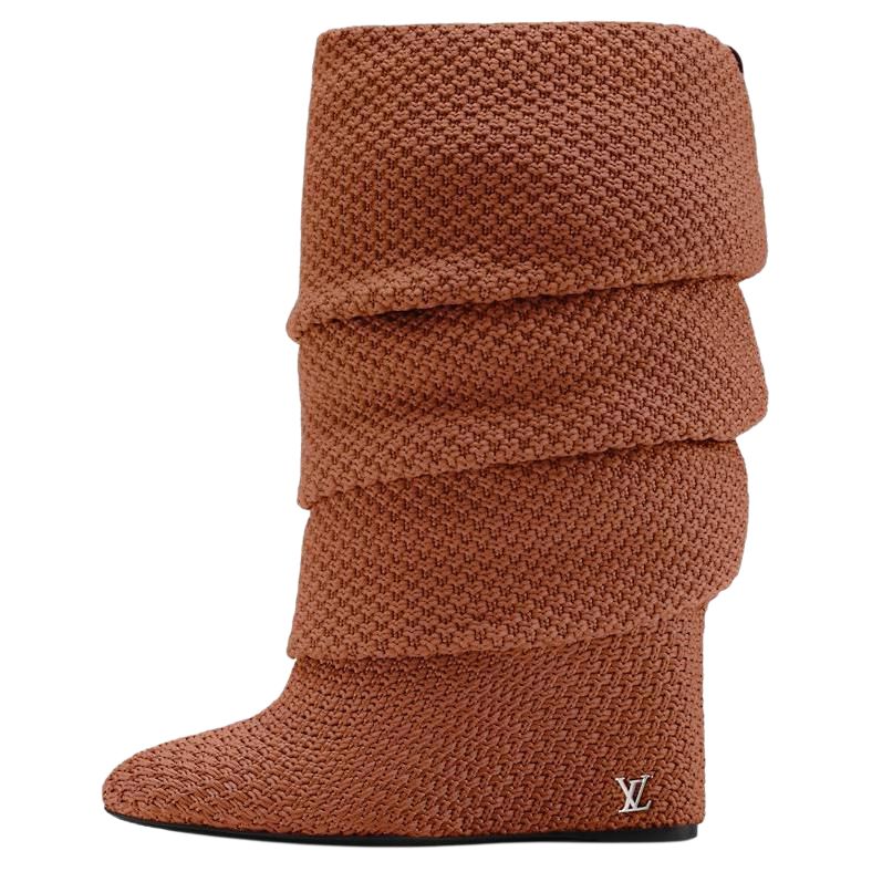 LOUIS VUITTON SUMMER Knee high Boots 9cm Women's Brown