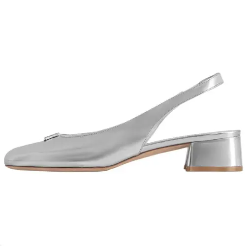 LOUIS VUITTON Swing Chunky Heel High Heels 3.5cm Women's Silver