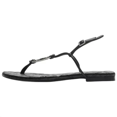 Burberry Ronda Leather One Strap Sandals Women's Black