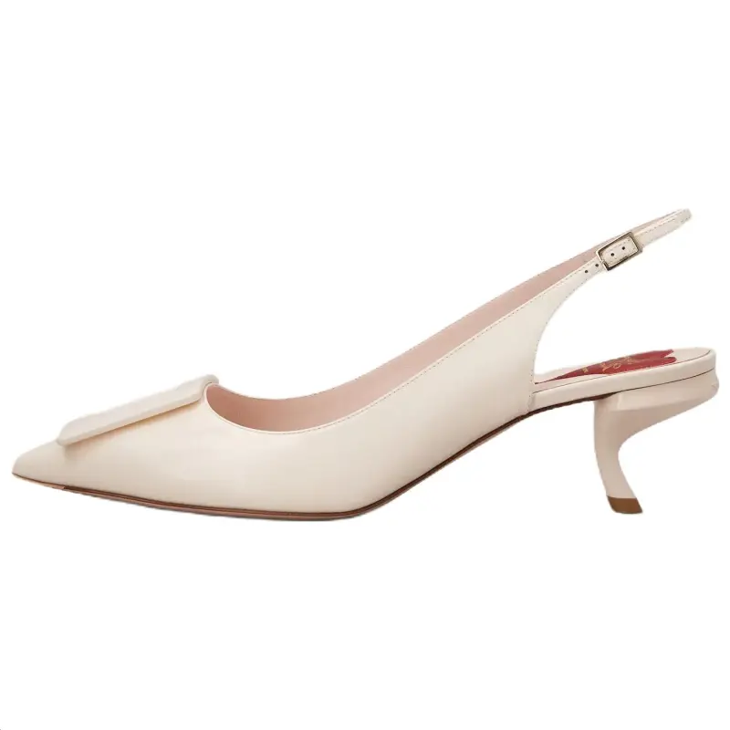 Roger Vivier Patent Leather Slim Heel High Heels 5.5cm Women's Cream