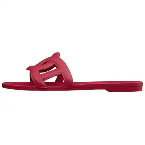 HERMES Aloha Flat Slide Slippers Women's Burgundy