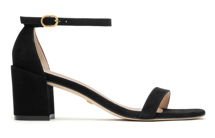 Stuart Weitzman/SW Suede Nubuck One Strap Sandals Women's Black