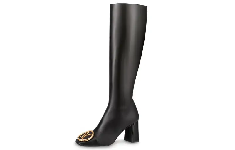 LOUIS VUITTON Madeleine Top Grain Cow Leather Knee high Boots Women's Black