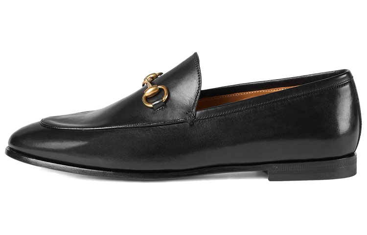 GUCCI Gucci Jordaan Leather Horsebit Casual Shoes Women's Black