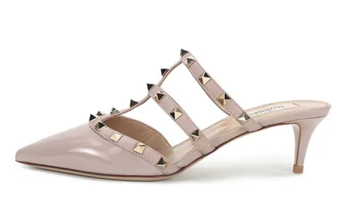 Valentino Rockstud Leather Slim Heel High Heels Women's Pink