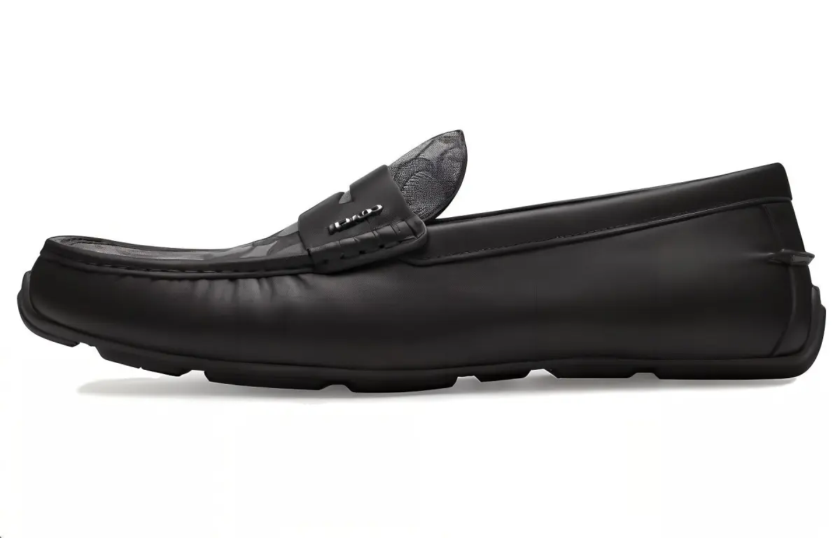 COACH Cow Leather Loafers Men's Black