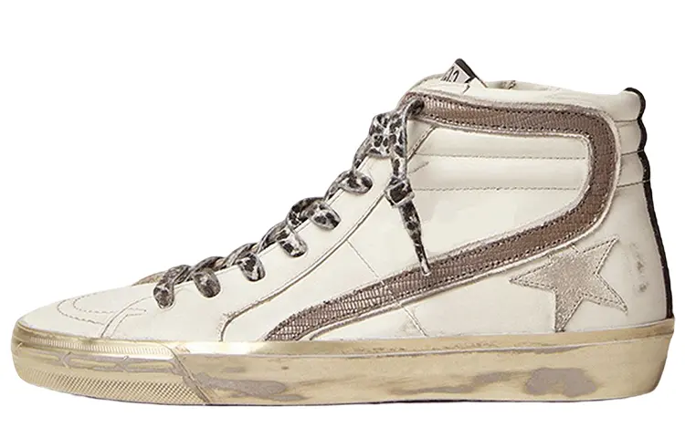 Golden Goose Slide White Black Taupe Women's