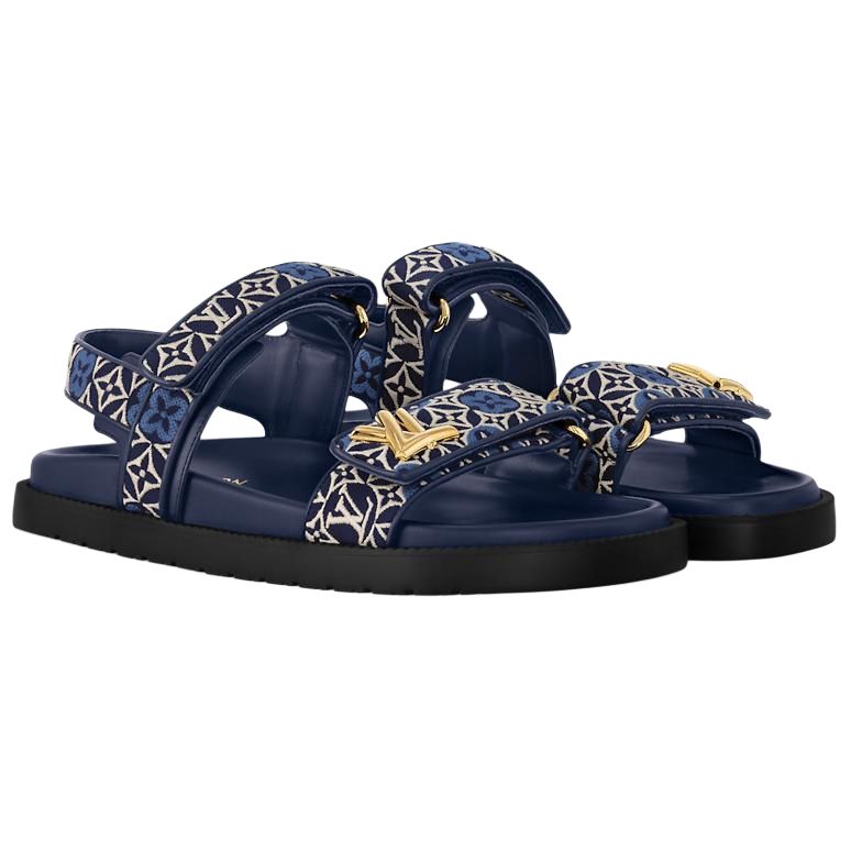 Женские сандалии Louis Vuitton Sunset Comfort Monogram (синий) — фото 3