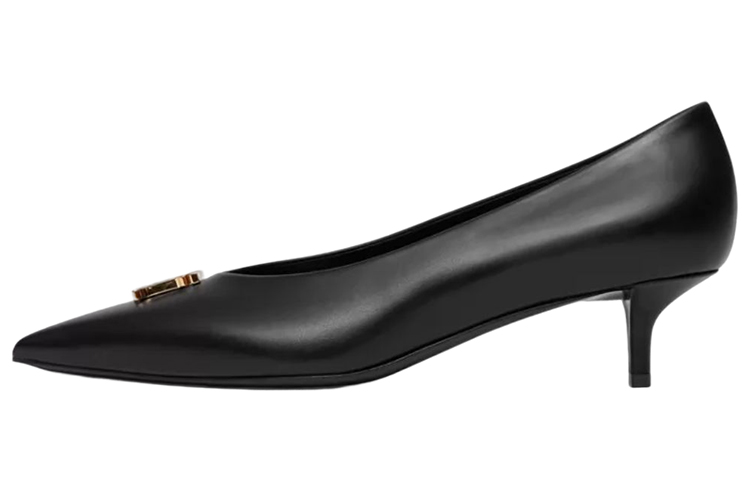 Burberry Leather Abrasion Resistant Cone Heel Mary Jane Shoes Women's Black