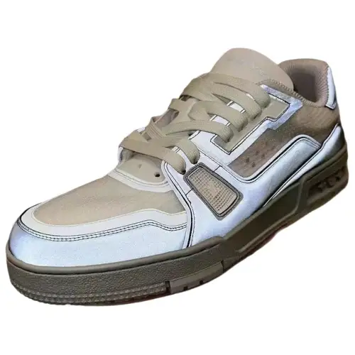 LOUIS VUITTON Trainer Cup Low top Skateboard Shoes Men's Silver Gray