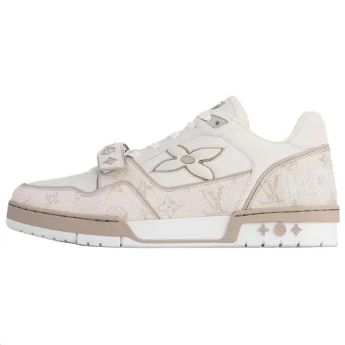 LOUIS VUITTON Trainer Cow Leather Low top Skateboard Shoes Unisex Ecru