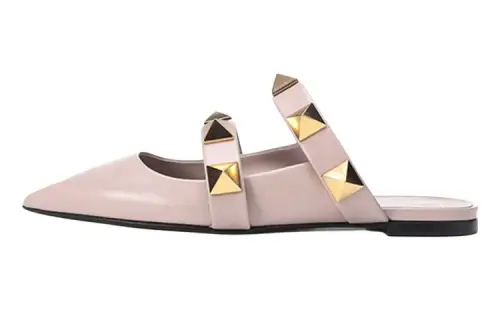 Valentino Roman Stud Closed Toe Slippers Women's Smoke Pink