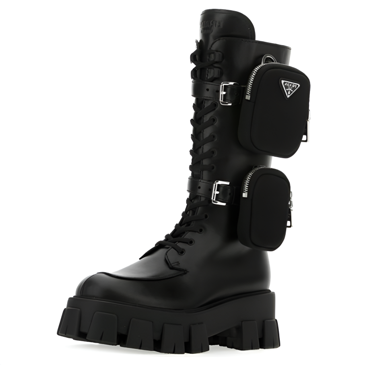 PRADA Monolith Knee high Boots Women's Black