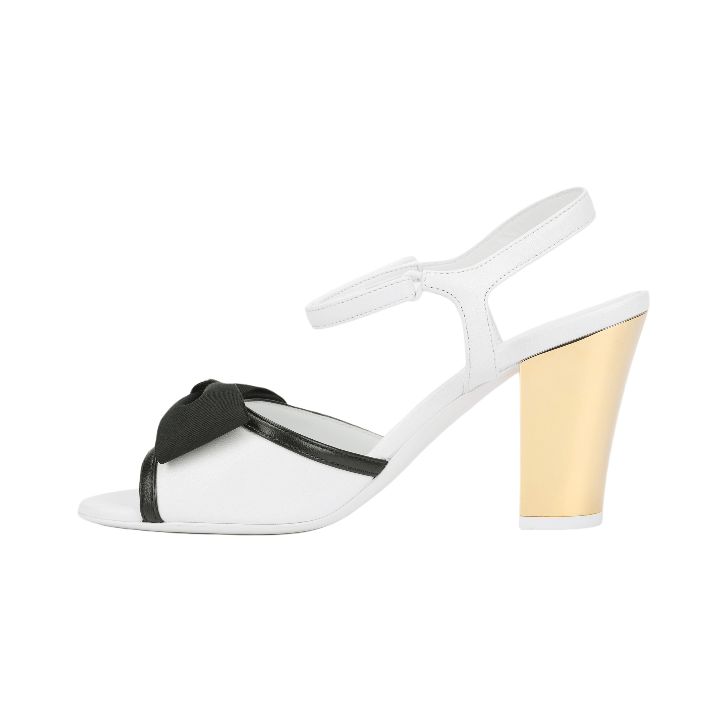 CHANEL Leather One Strap Sandals 8.5cm Women's White