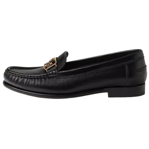 HERMES Kessy Leather Loafers 1.7CM Women's Black