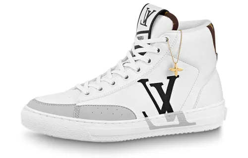 LOUIS VUITTON Charlie High top Stylish Skateboarding Shoes Men's Gray White