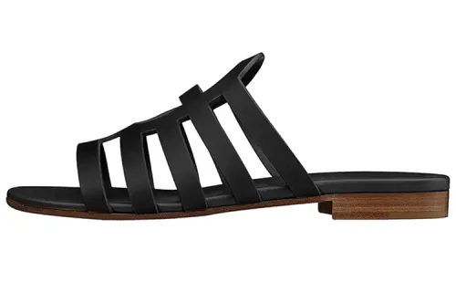 HERMES Camelia Slide Slippers Women's Black