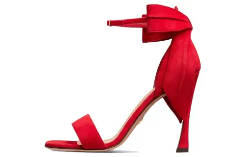 DIOR MLLE Suede One Strap Sandals 10.5cm Women's Red