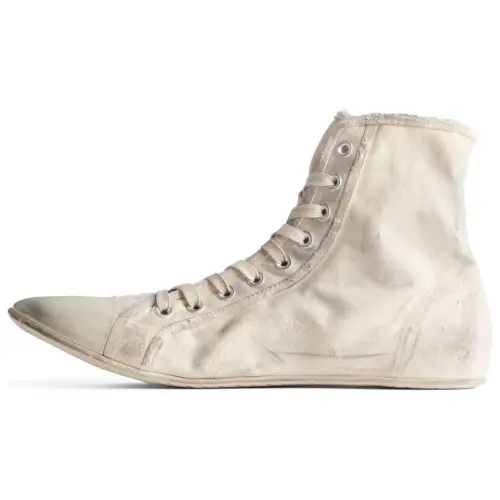 Balenciaga PARIS High top Canvas Shoes Men's White