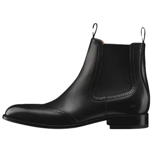 DIOR Timeless Cow Leather Short Chelsea Boots Men's Black