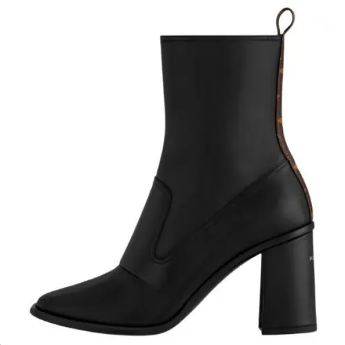LOUIS VUITTON Berlin Cow Leather Ankle Boots 8.5cm Women's Black