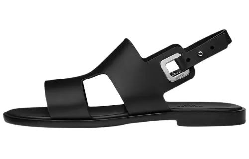 HERMES Darius Fashion Trend One Strap Sandals Men's Black