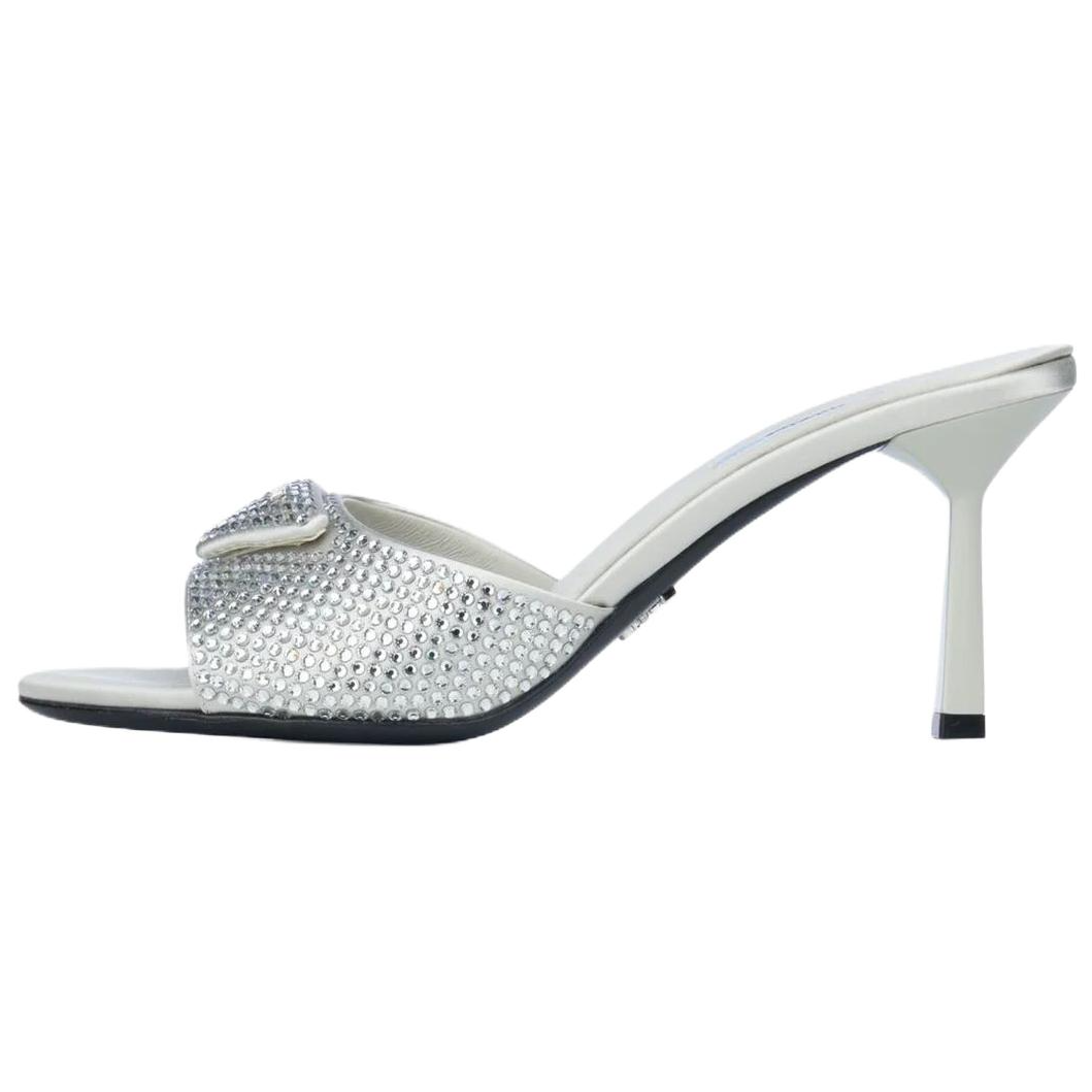 PRADA Rubber Foam Outsole Slide Slippers Women's Silver