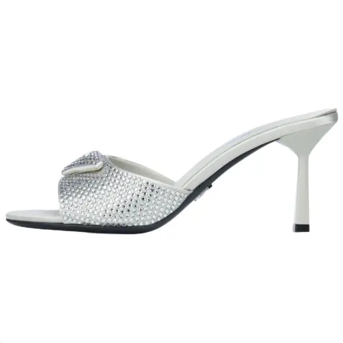 PRADA Rubber Foam Outsole Slide Slippers Women's Silver