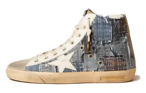 Golden Goose Leather High top Skateboard Shoes Women's Blue