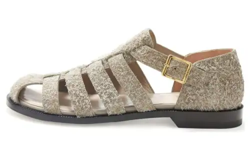 LOEWE Campo Suede Comfortable And Trendy Roman Sandals Women's Khaki Green