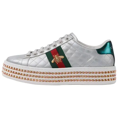 Gucci Wmns Ace 'Metallic Gold Crystals' Women's