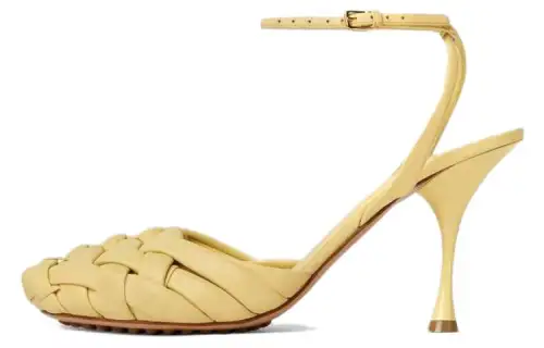 Bottega Veneta Freckles Leather Cone Heel High Heels Women's Yellow