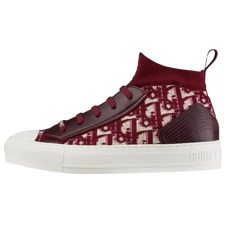 DIOR Walk'n'Dior Abrasion Resistant High top Canvas Shoes Women's Red