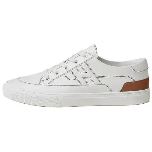 HERMES Deep Leather Low top Skateboard Shoes 3cm Men's White