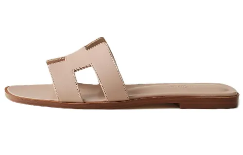 HERMES Oran Open Toe Slide Slippers Women's Beige