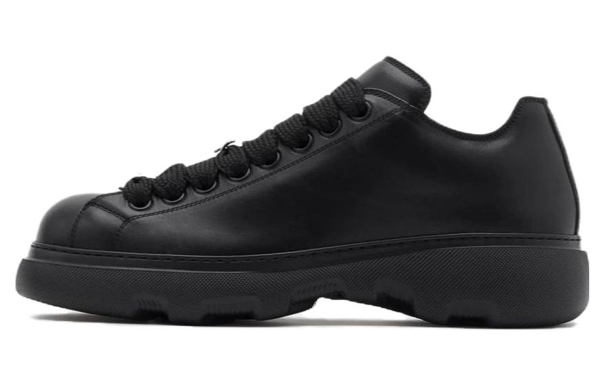Burberry Textile, Cow Leather Casual Shoes Men's Black