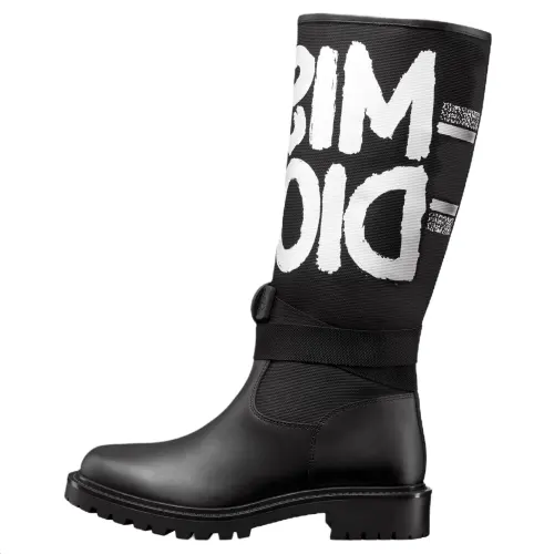 DIOR D Major Cow Leather Ankle Boots Women's Black