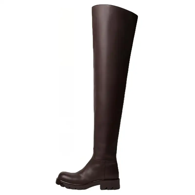 Bottega Veneta Leather Knee high Boots Women's Umber