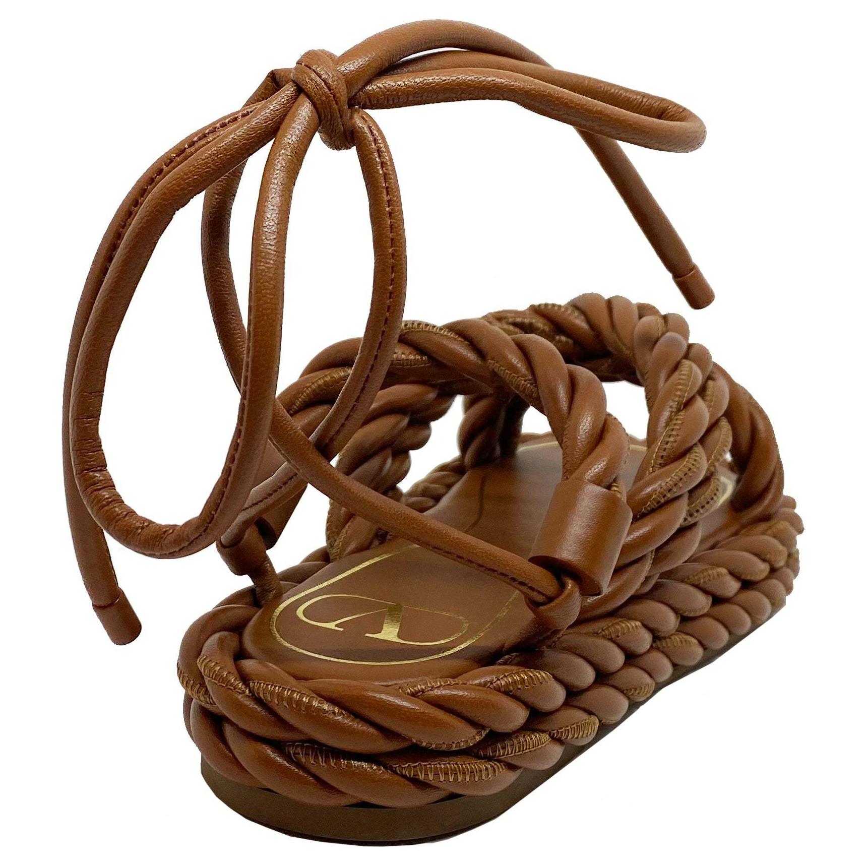 Valentino The Rope One Strap Sandals Women's Brown