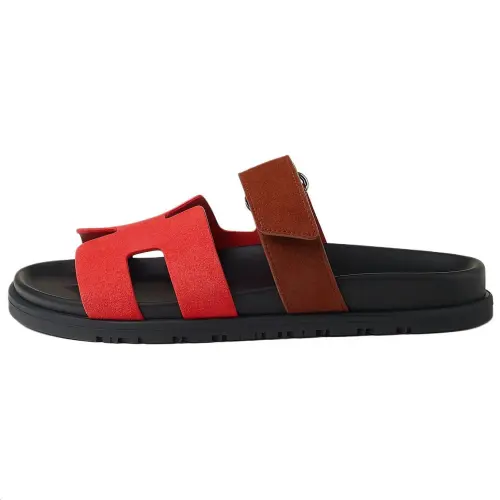 HERMES Chypre Slide Slippers Women's Red