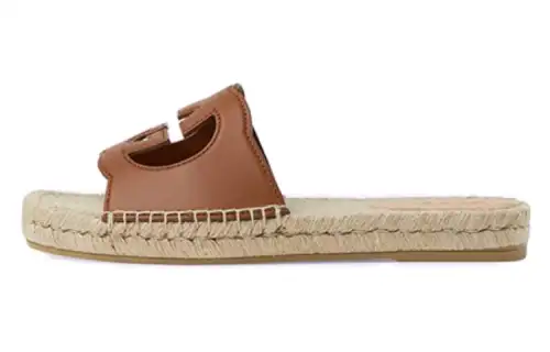 Gucci Interlocking G Cut-Out Espadrille Sandal 'Brown'
