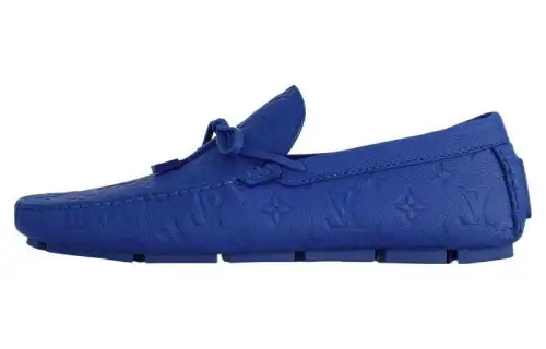 LOUIS VUITTON Driver Cow Leather Loafers Men's Blue