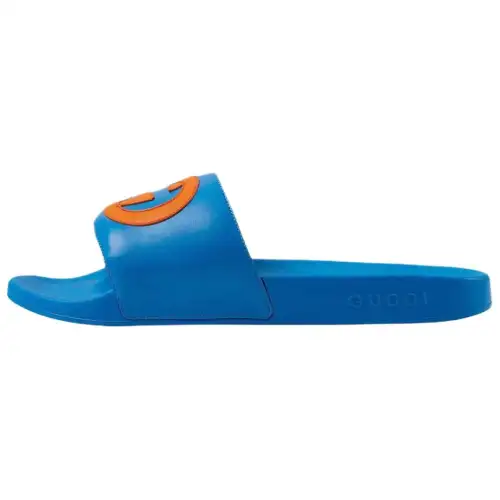 GUCCI Slide Interlocking G Leather Blue