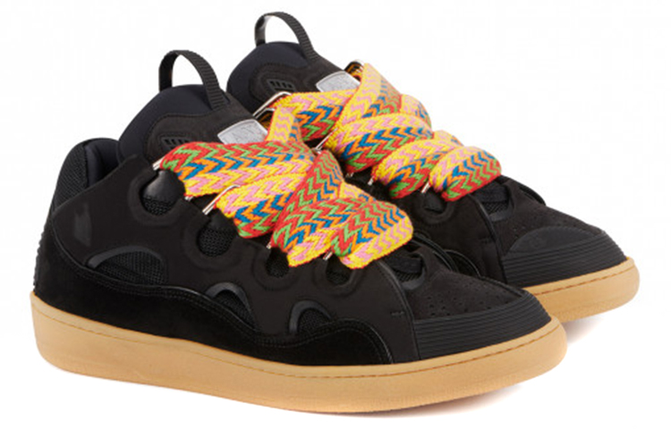 Lanvin Curb Low top Stylish Skateboarding Shoes Men's Black Yellow