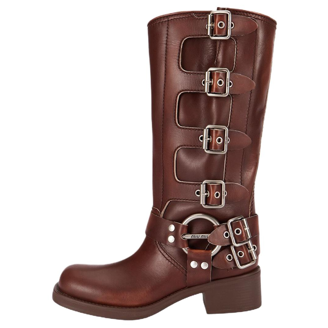Женские сапоги MIU MIU (коричневый)
