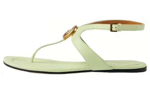 GUCCI Leather One Strap Sandals Women's Light Green